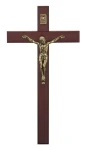 Krzyż wiszący drewniany - ciemny orzech, bukowy - 21 cm