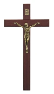 Krzyż wiszący drewniany - ciemny orzech, bukowy - 21 cm