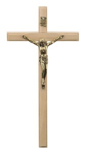 Krzyż z drewna na ścianę - jasny - 19,5 cm