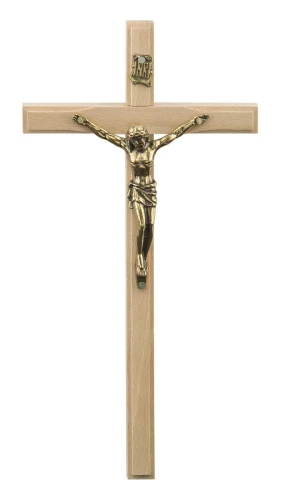 krzyż z drewna na ścianę - jasne drewno - wysokość 19,5 cm