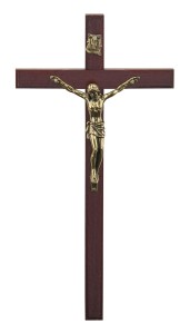 Krzyż z drewna na ścianę - ciemny - 19,5 cm