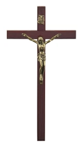 Krzyż z drewna na ścianę - ciemny - 19,5 cm