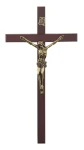 Drewniany krzyż do powieszenia w domu - ciemny orzech - 21,5 cm
