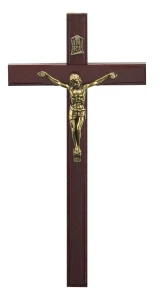 Krzyż z drewna na ścianę - bukowy, odcień ciemny - 16 cm