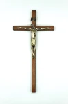 Drewniany krzyż na ścianę - 24 cm - Odcień wiśni