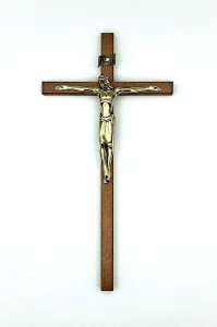 Drewniany krzyż na ścianę - 24 cm - Odcień wiśni