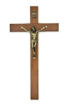 Krzyż drewniany na ścianę, bukowy - odcień wiśni - 21 cm