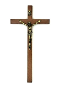 Krzyż z drewna na ścianę - odcień wiśnia - 19,5 cm