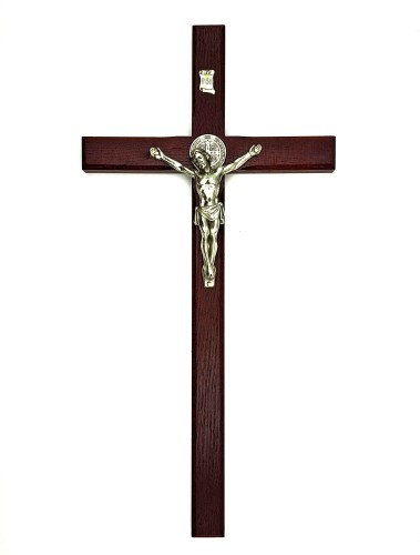 duży krzyż drewniany na ścianę 42 cm.