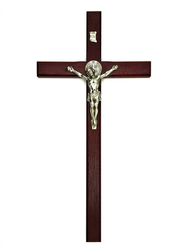 duży krzyż drewniany na ścianę 42 cm.