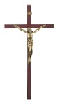  Drewniany krzyż na ścianę - odcień orzecha - 30 cm