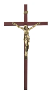  Drewniany krzyż na ścianę - odcień orzecha - 30 cm