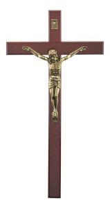 Krzyż drewniany na ścianę - orzech - 27 cm