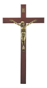 Krzyż drewniany na ścianę - orzech - 27 cm
