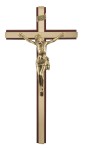 Duży krzyż drewniany na ścianę - orzech - 35 cm