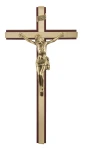 Duży krzyż drewniany na ścianę - orzech - 35 cm