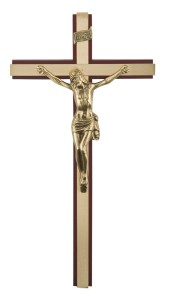 Duży krzyż drewniany na ścianę - orzech - 35 cm