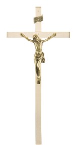 Duży krzyż na ścianę - Mosiądz, masywny - 35 cm