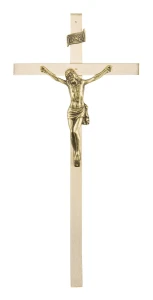 Duży krzyż na ścianę - Mosiądz, masywny - 35 cm