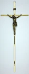 Duży krzyż na ścianę złoty - mosiądz - 44 cm