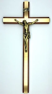 Krzyż drewniany na ścianę duży - wiśnia - 35 cm