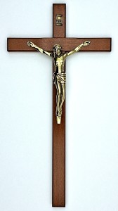 Krzyż drewniany na ścianę - wiśnia - 27 cm