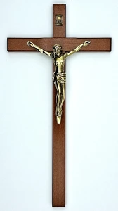 Krzyż drewniany na ścianę - wiśnia - 27 cm