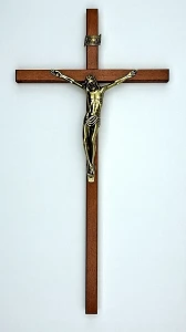 Drewniany krzyż na ścianę - odcień wiśni - 30 cm