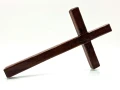 Krzyż drewniany na ścianę, handmade - drzewo egzotyczne - 20,5 cm - krzyż na boku