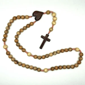 Różaniec drewniany handmade z dużych paciorków - 14 mm - polskie + egzotyczne drzewo