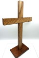 Krzyż stojący drewniany, duży - 41 cm - Orzech + egzotyczne - przód krzyża 2