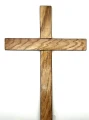 Krzyż stojący drewniany, duży - 41 cm - Orzech + egzotyczne - struktura drzewa