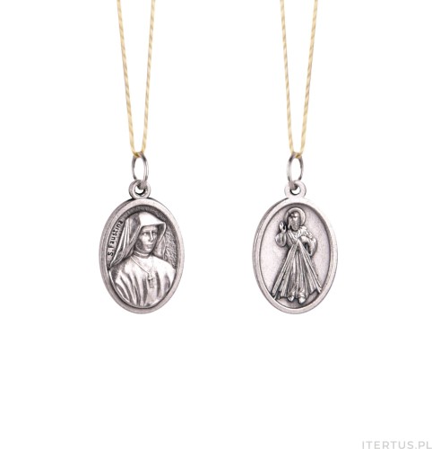 Medalik religijny świętej Faustyny - wys 2.2 cm - dwustronny