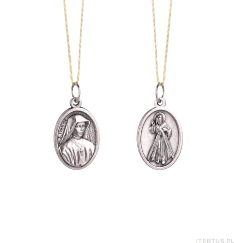Medalik religijny świętej Faustyny - wys 2.2 cm - dwustronny