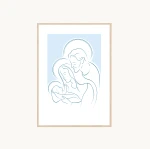 Plakat religijny - Święta Rodzina - Błękitne tło - A4 - do umieszczenia w ramie  
