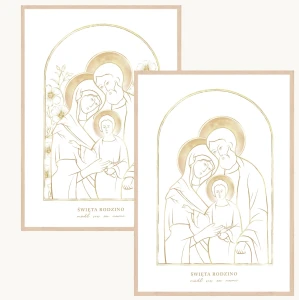 Plakat religijny Świętej Rodziny - Złoty - A3 - do umieszczenia w ramie 