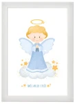 Plakat religijny "Twój Anioł Stróż" niebieski - A4 - do umieszczenia w ramie
