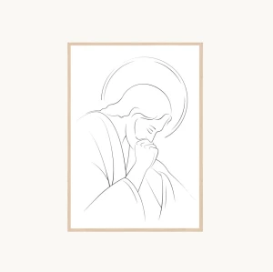 Plakat religijny - Jezus Chrystus Modlący się - A4 - do umieszczenia w ramie