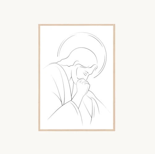 Plakat religijny - Jezus Chrystus Modlący się - A4 - do umieszczenia w ramie