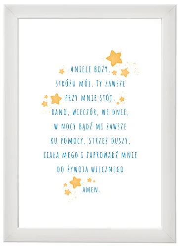 Plakat z modlitwą "Aniele Boży" - A4 - niebieski