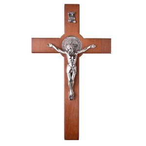 Krzyż św. Benedykta z drewna brązowego 22 cm