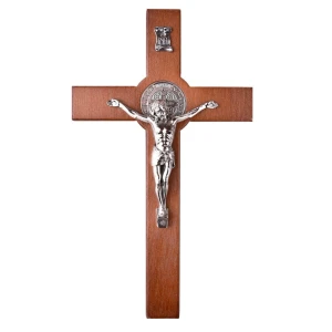 Krzyż św. Benedykta z drewna brązowego 22 cm